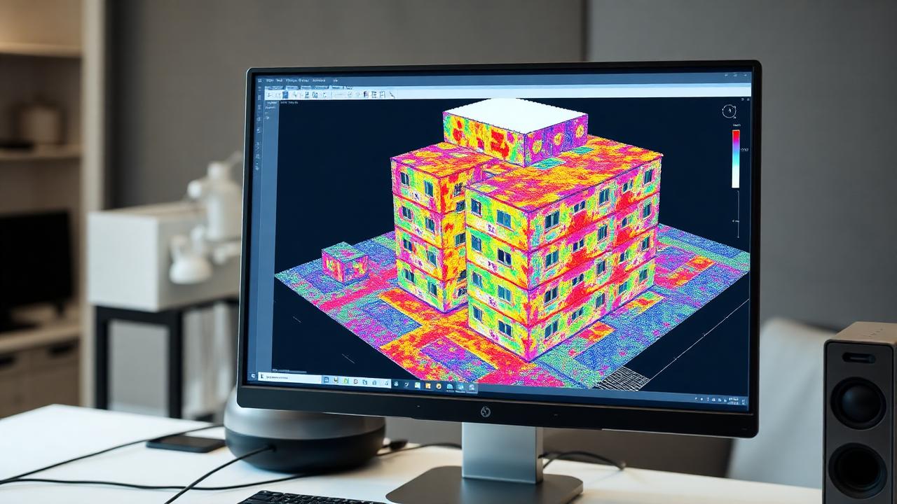 Point cloud data visualization showing detailed 3D spatial mapping of building interior